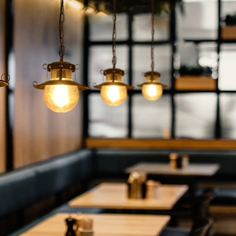 In stile industriale a forma di globo vetro leggero 1 lampada appesa alla luce in chiaro