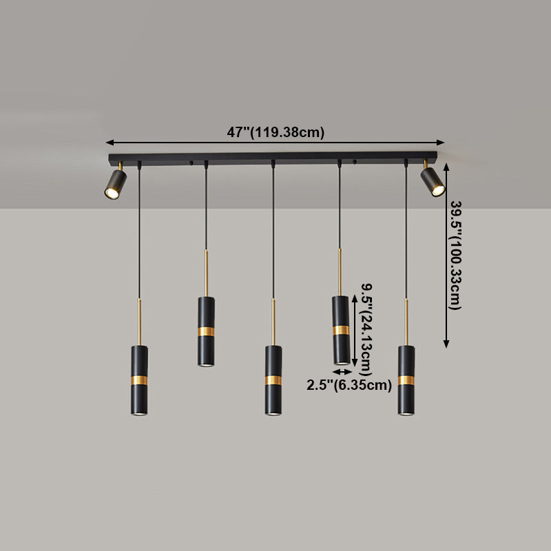 Simple Island Light Dining Room Modern Cylindrical Shade Chandelier Light Fixture