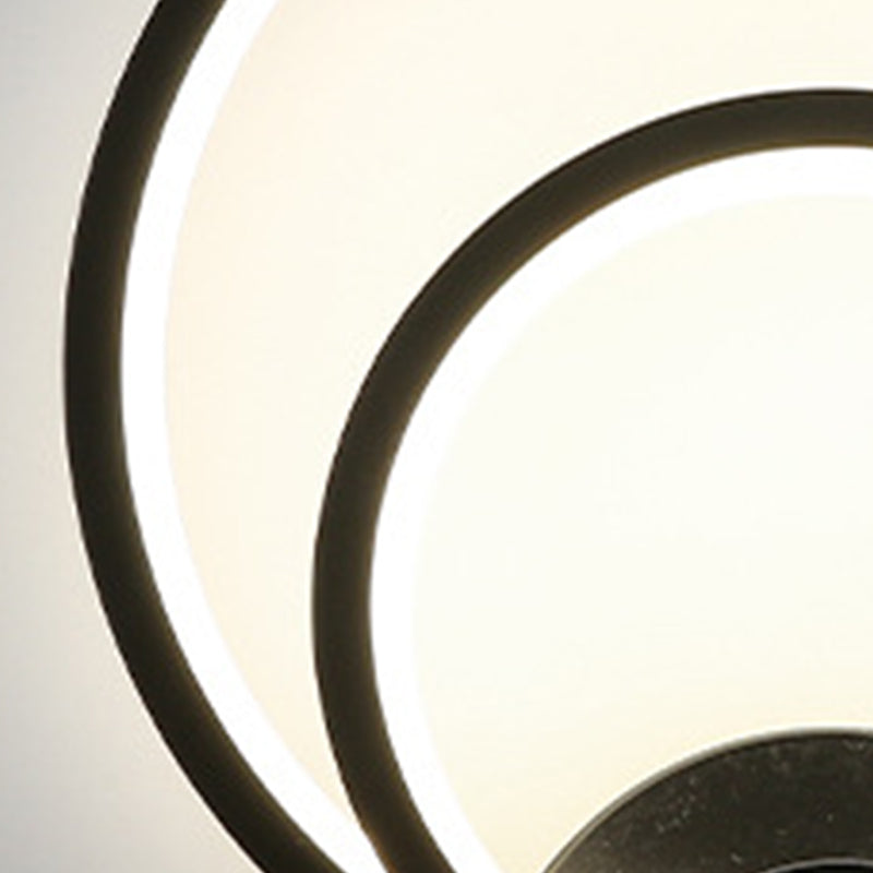 LED Bedroom Sconce Light Fixture Minimalist Black Wall Lighting with Circle Metal Shade