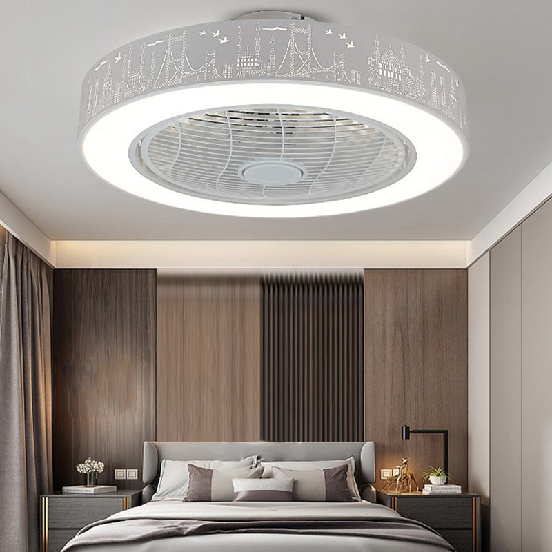 Illuminazione a ventola rotonda saldata fredda minimalista acrilico bianco semifulco per camera da letto