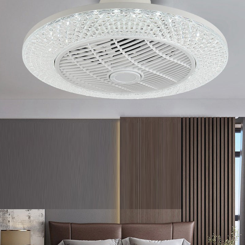 Illuminazione a ventola rotonda saldata fredda minimalista acrilico bianco semifulco per camera da letto