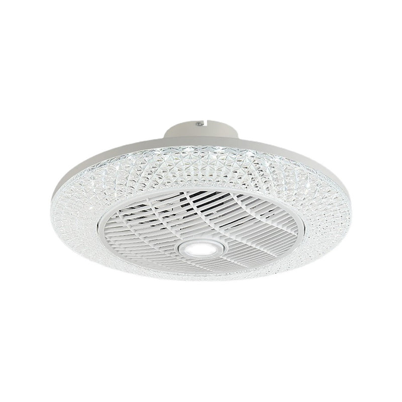 Illuminazione a ventola rotonda saldata fredda minimalista acrilico bianco semifulco per camera da letto
