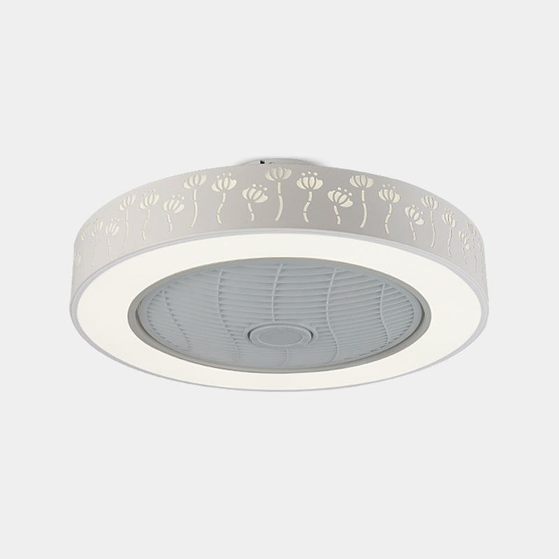 Illuminazione a ventola rotonda saldata fredda minimalista acrilico bianco semifulco per camera da letto