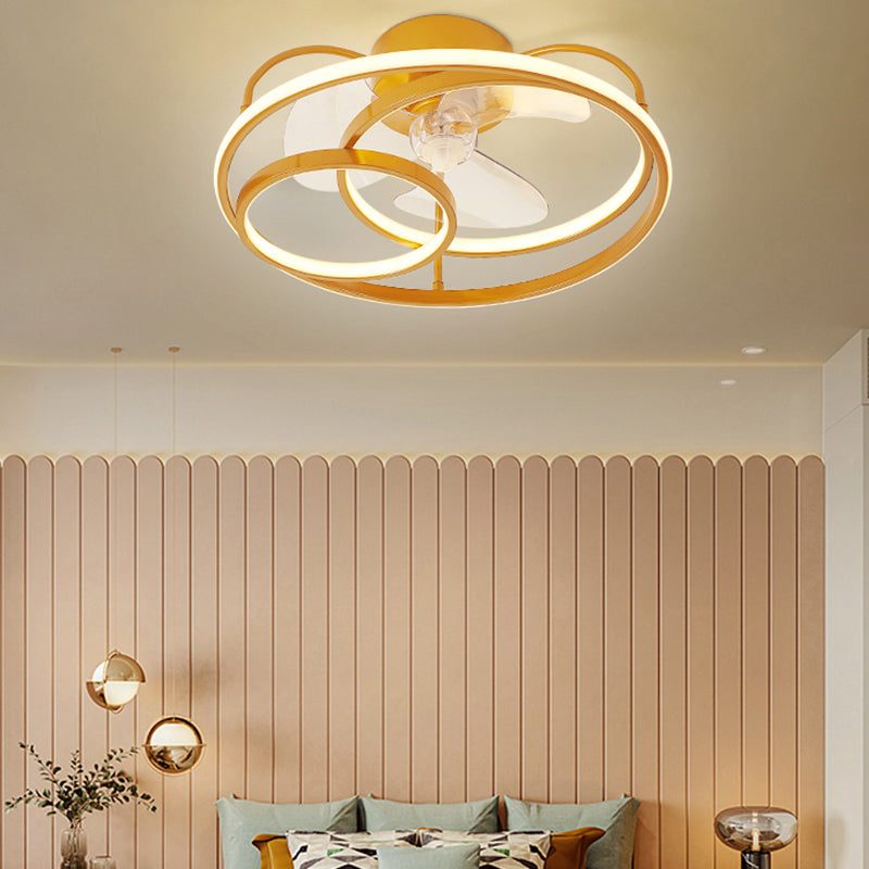 Einfachheit 3-Ring-Deckenventilator Leichtmetallic Schlafzimmer halb Flush Deckenleuchte