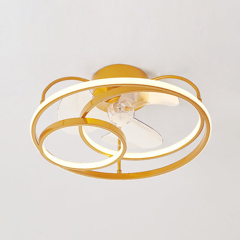 Einfachheit 3-Ring-Deckenventilator Leichtmetallic Schlafzimmer halb Flush Deckenleuchte