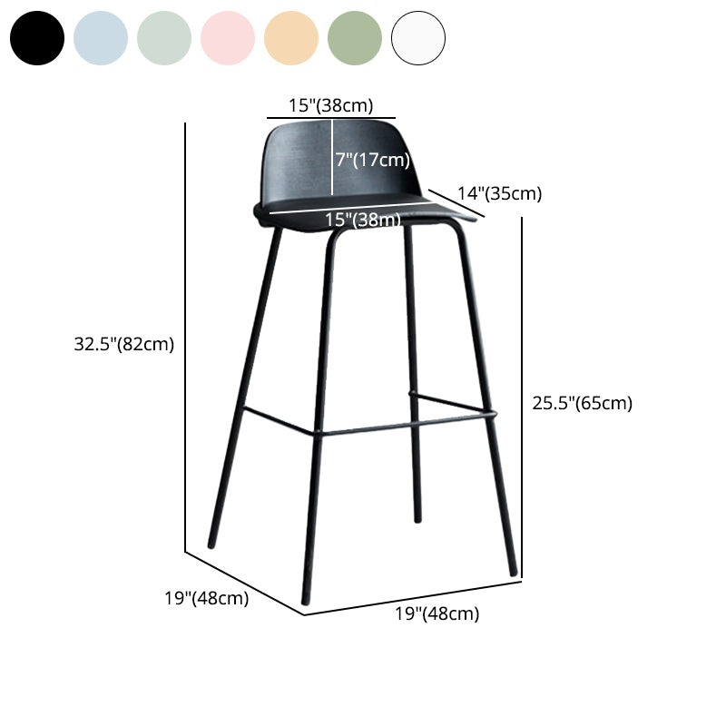 Contemporary Counter & Bar Stool Armless Plastic Indoor Bar Stool with Footrest