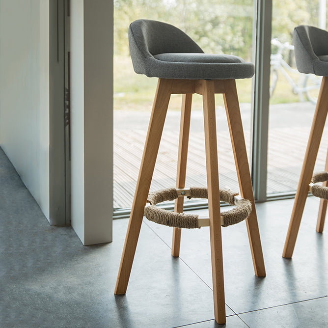 Tabouret de comptoir rotatif à dossier moderne, barre de ménage en bois avec coussin