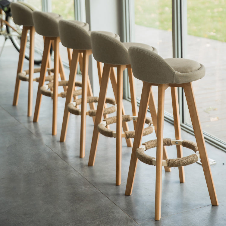 Tabouret de comptoir rotatif à dossier moderne, barre de ménage en bois avec coussin