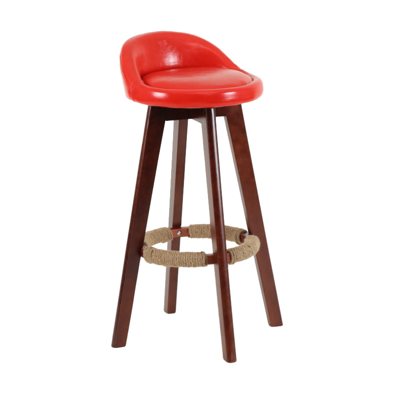 Tabouret de comptoir rotatif à dossier moderne, barre de ménage en bois avec coussin
