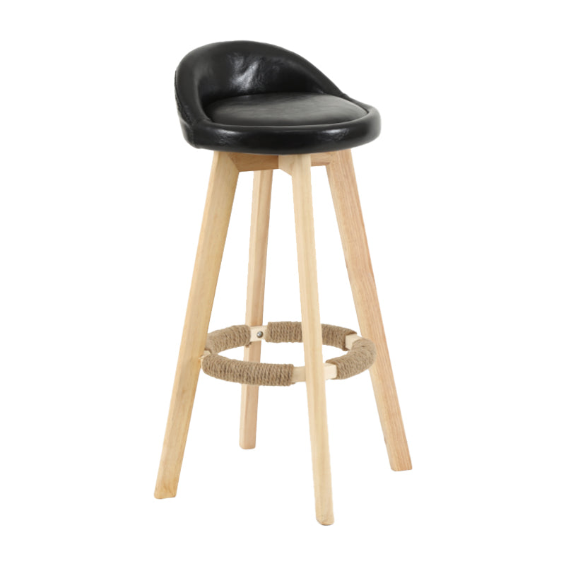Tabouret de comptoir rotatif à dossier moderne, barre de ménage en bois avec coussin