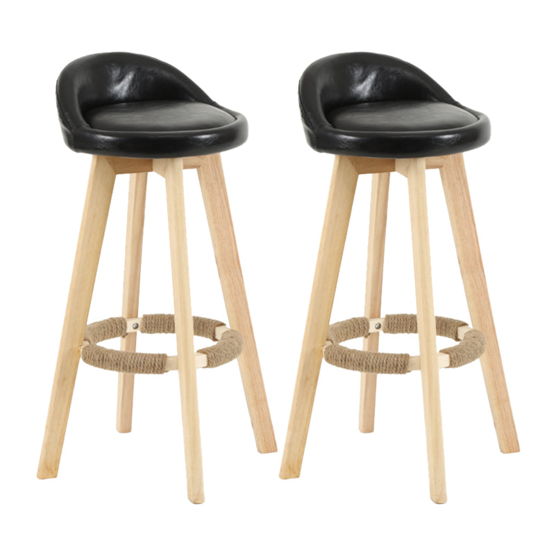 Tabouret de comptoir rotatif à dossier moderne, barre de ménage en bois avec coussin