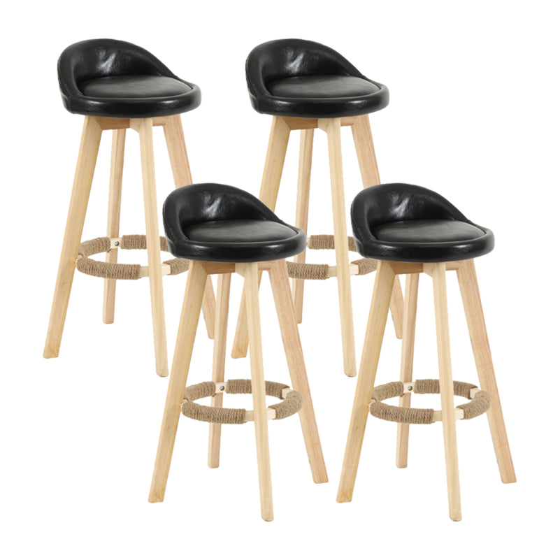 Tabouret de comptoir rotatif à dossier moderne, barre de ménage en bois avec coussin