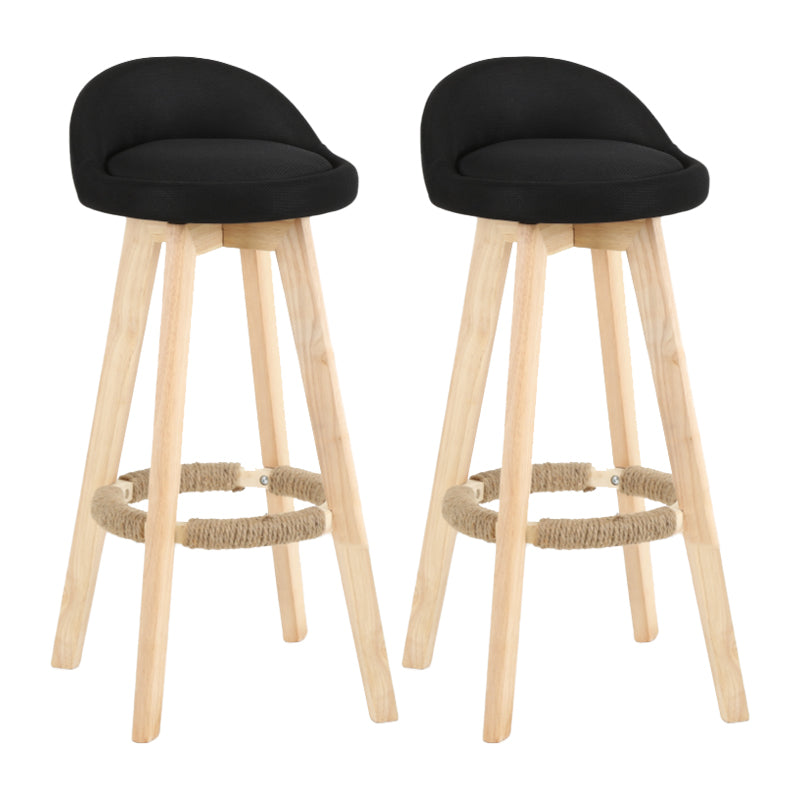 Tabouret de comptoir rotatif à dossier moderne, barre de ménage en bois avec coussin