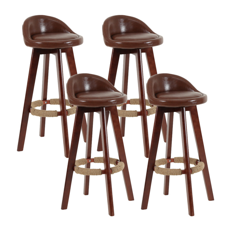 Tabouret de comptoir rotatif à dossier moderne, barre de ménage en bois avec coussin