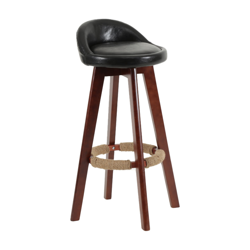 Tabouret de comptoir rotatif à dossier moderne, barre de ménage en bois avec coussin