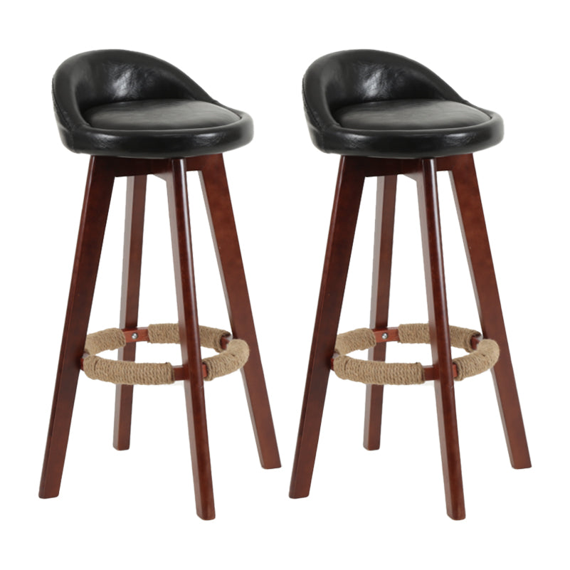 Tabouret de comptoir rotatif à dossier moderne, barre de ménage en bois avec coussin