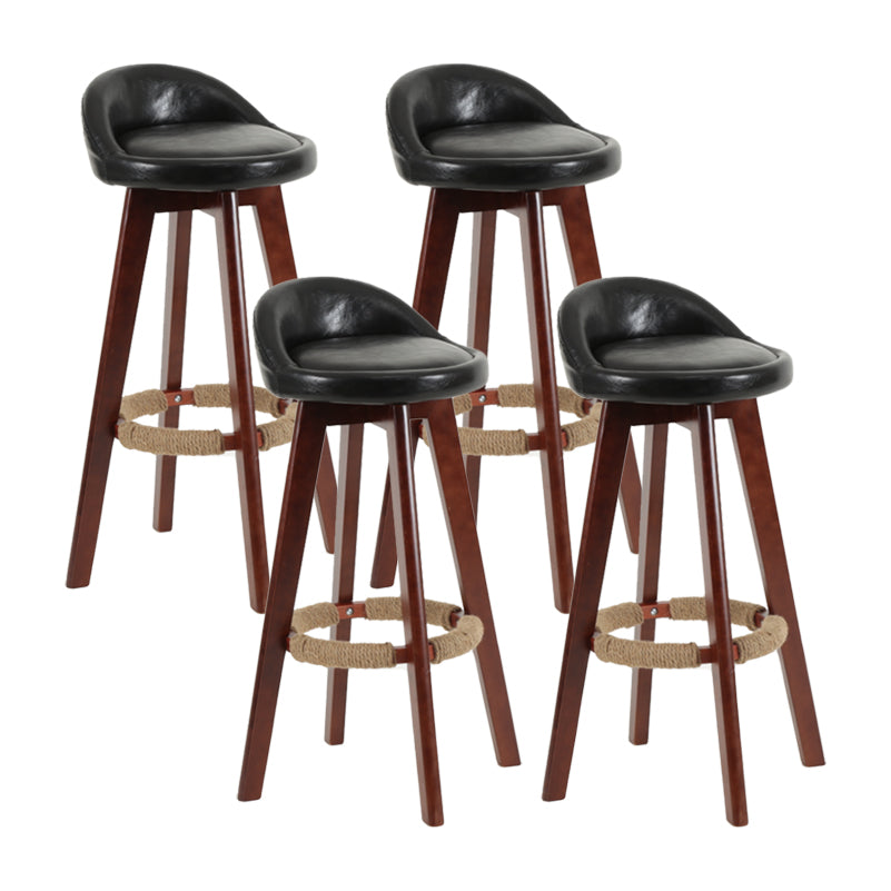Tabouret de comptoir rotatif à dossier moderne, barre de ménage en bois avec coussin