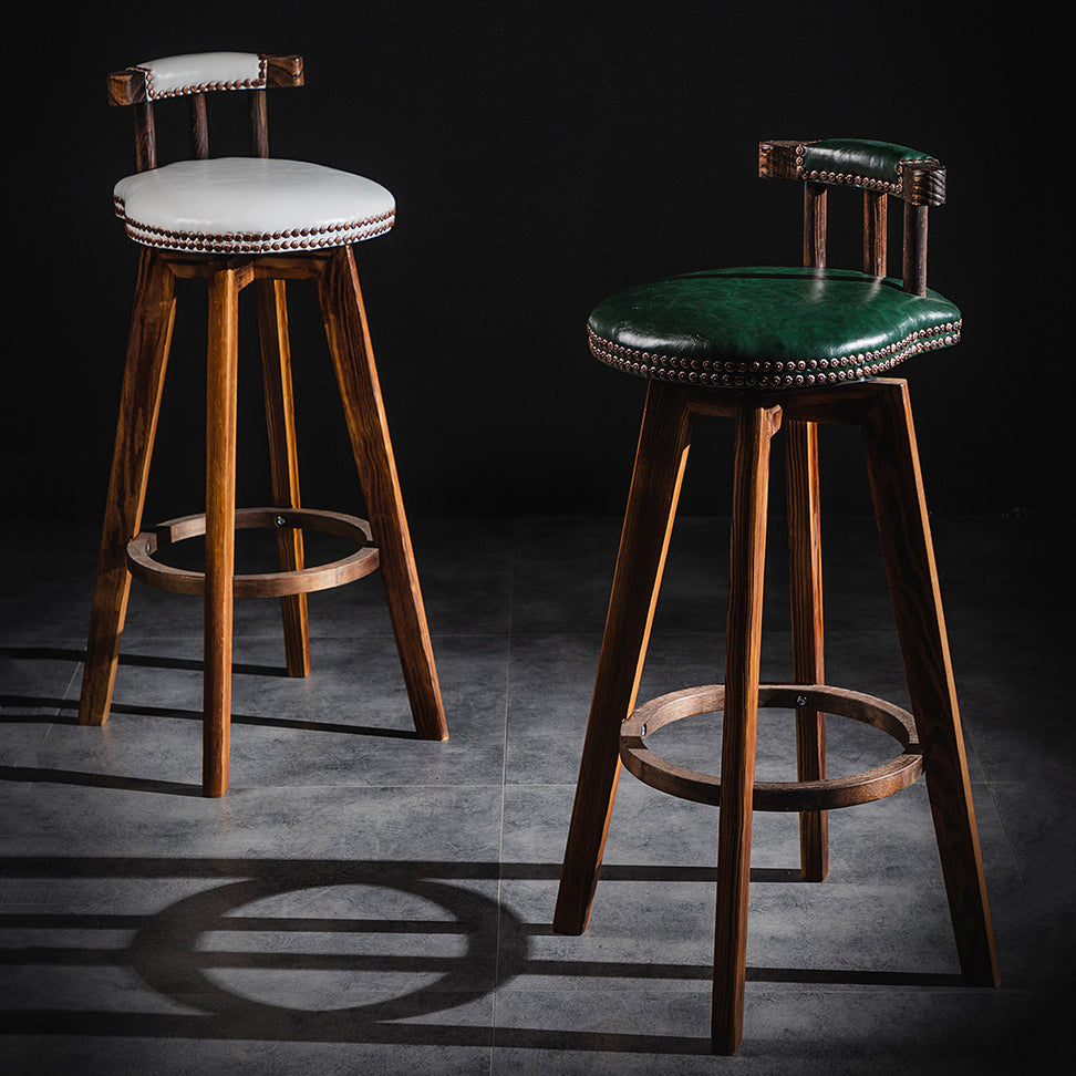 Taburete de bar sin brazos con respaldo moderno, taburete de bar para el hogar, de madera, con cojín y Pedal