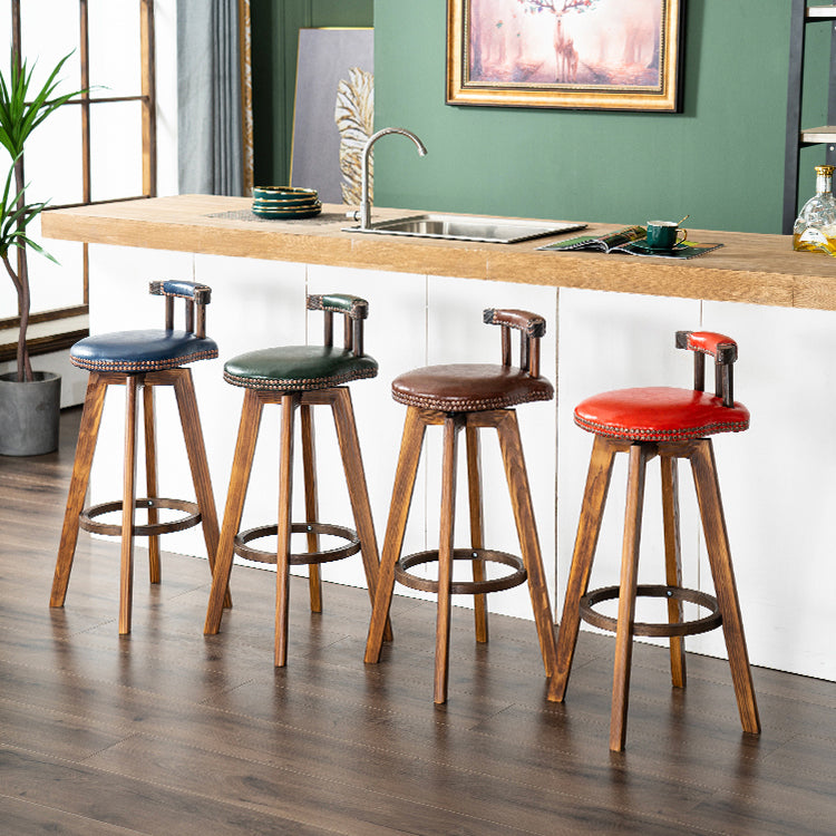 Taburete de bar sin brazos con respaldo moderno, taburete de bar para el hogar, de madera, con cojín y Pedal
