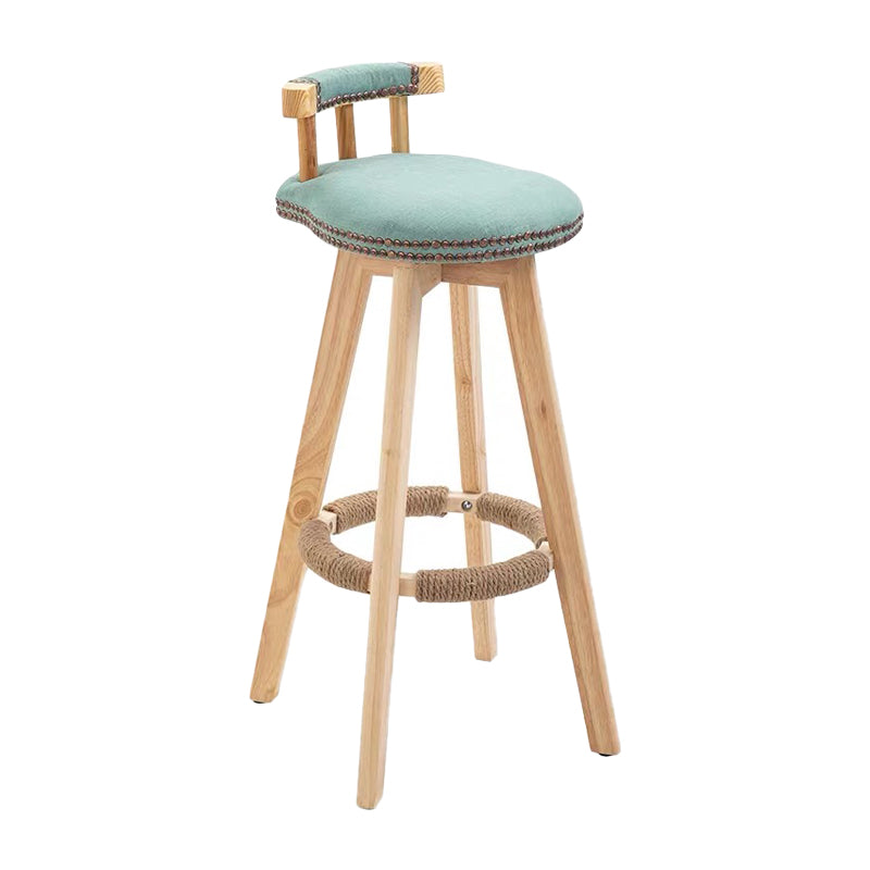 Taburete de bar sin brazos con respaldo moderno, taburete de bar para el hogar, de madera, con cojín y Pedal