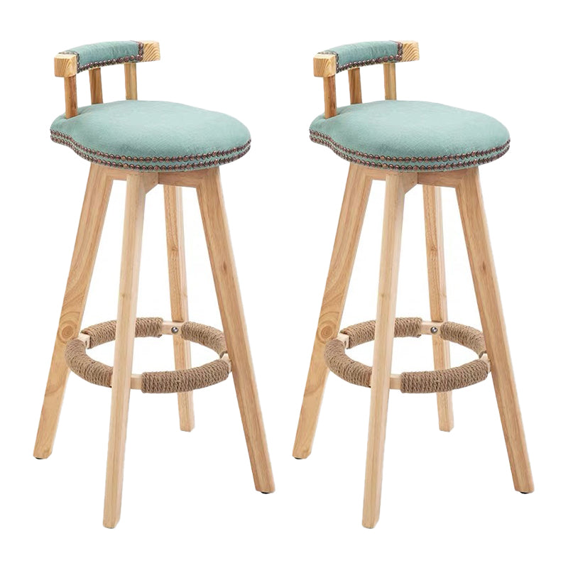 Taburete de bar sin brazos con respaldo moderno, taburete de bar para el hogar, de madera, con cojín y Pedal