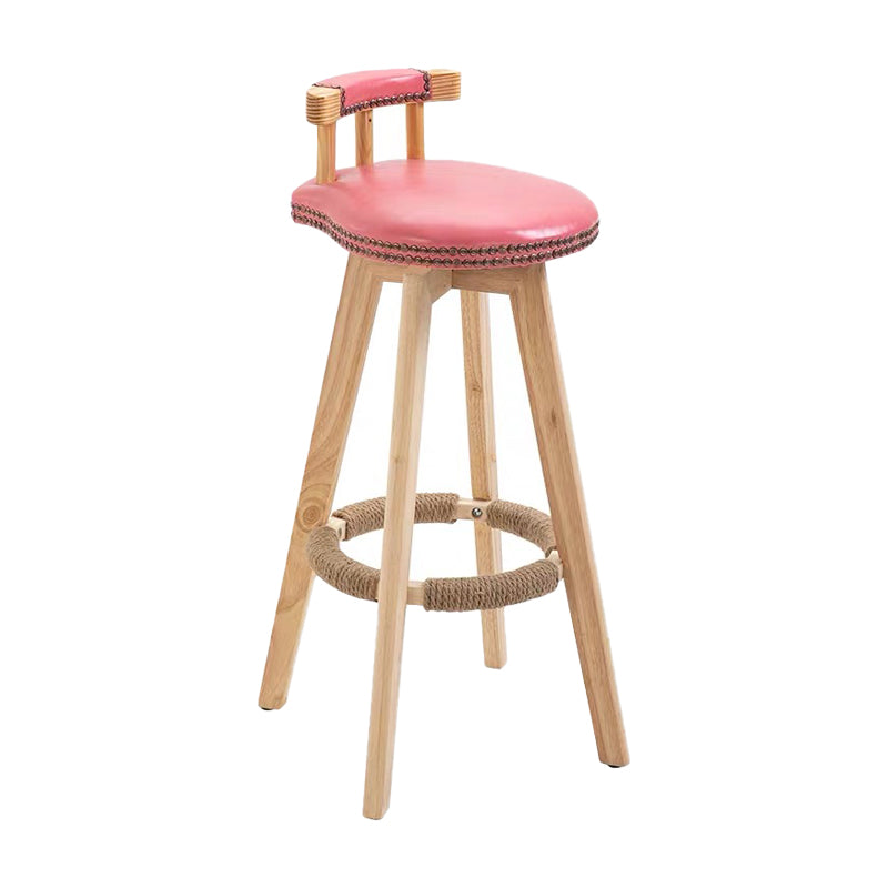 Taburete de bar sin brazos con respaldo moderno, taburete de bar para el hogar, de madera, con cojín y Pedal