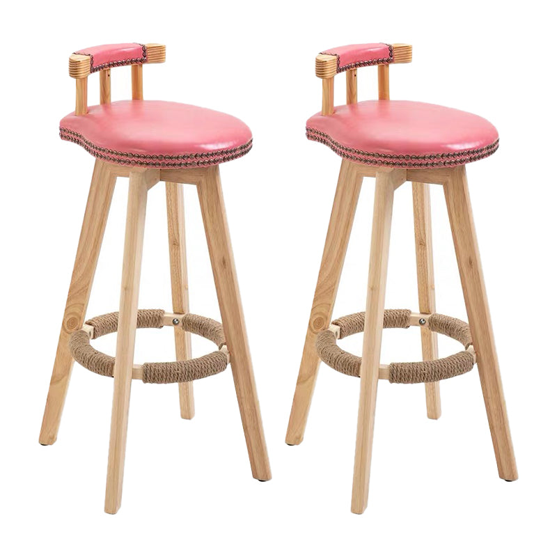 Taburete de bar sin brazos con respaldo moderno, taburete de bar para el hogar, de madera, con cojín y Pedal