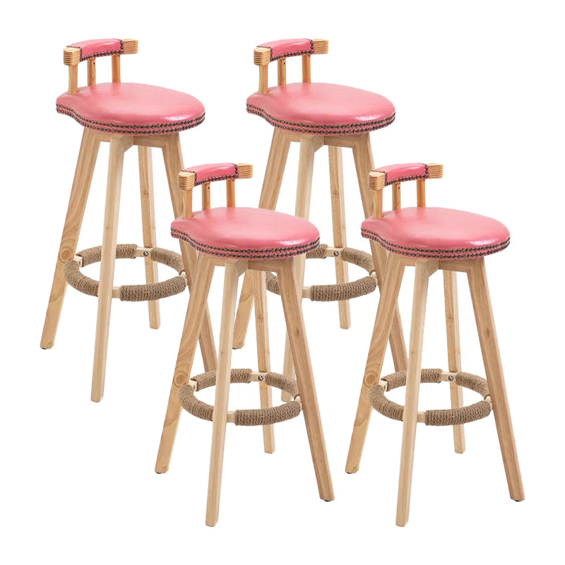 Taburete de bar sin brazos con respaldo moderno, taburete de bar para el hogar, de madera, con cojín y Pedal