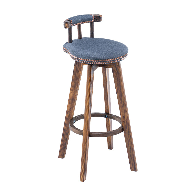 Taburete de bar sin brazos con respaldo moderno, taburete de bar para el hogar, de madera, con cojín y Pedal