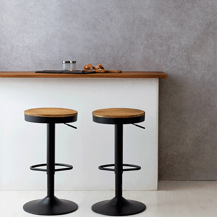 Taburetes de mostrador ajustables modernos, taburete de bar interior de madera sin brazos con reposapiés