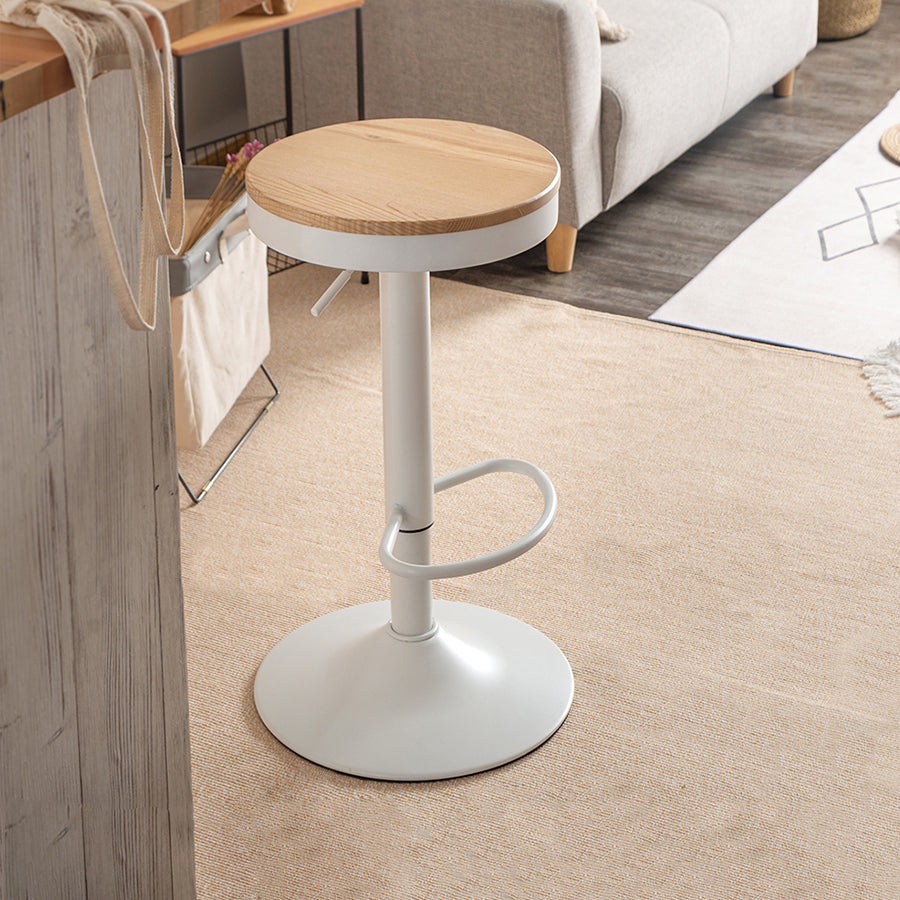 Taburetes de mostrador ajustables modernos, taburete de bar interior de madera sin brazos con reposapiés