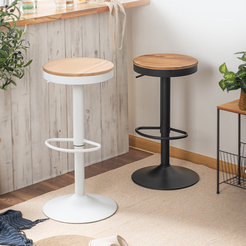 Taburetes de mostrador ajustables modernos, taburete de bar interior de madera sin brazos con reposapiés