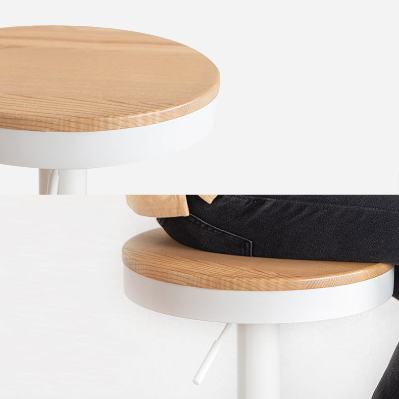 Taburetes de mostrador ajustables modernos, taburete de bar interior de madera sin brazos con reposapiés