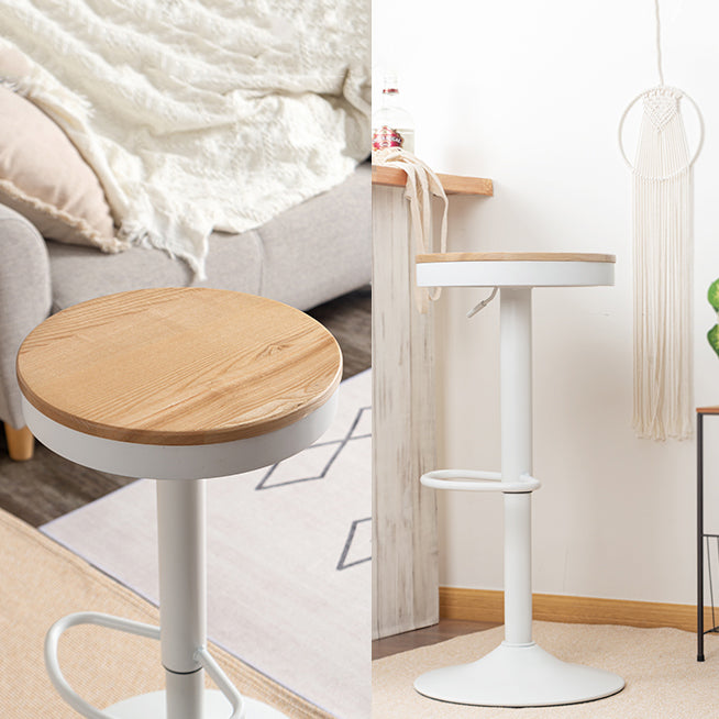 Taburetes de mostrador ajustables modernos, taburete de bar interior de madera sin brazos con reposapiés