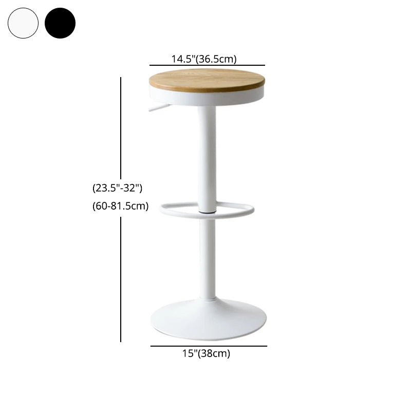 Taburetes de mostrador ajustables modernos, taburete de bar interior de madera sin brazos con reposapiés