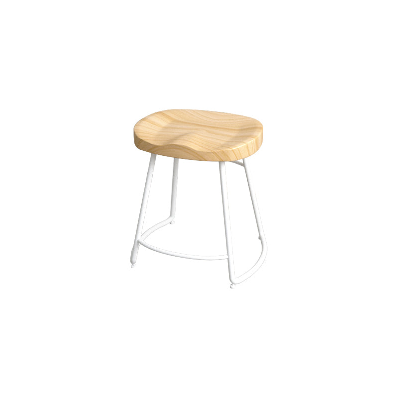 Contemporary Oval Counter Stools Armless Wood Indoor Bar Stool with Iron Base