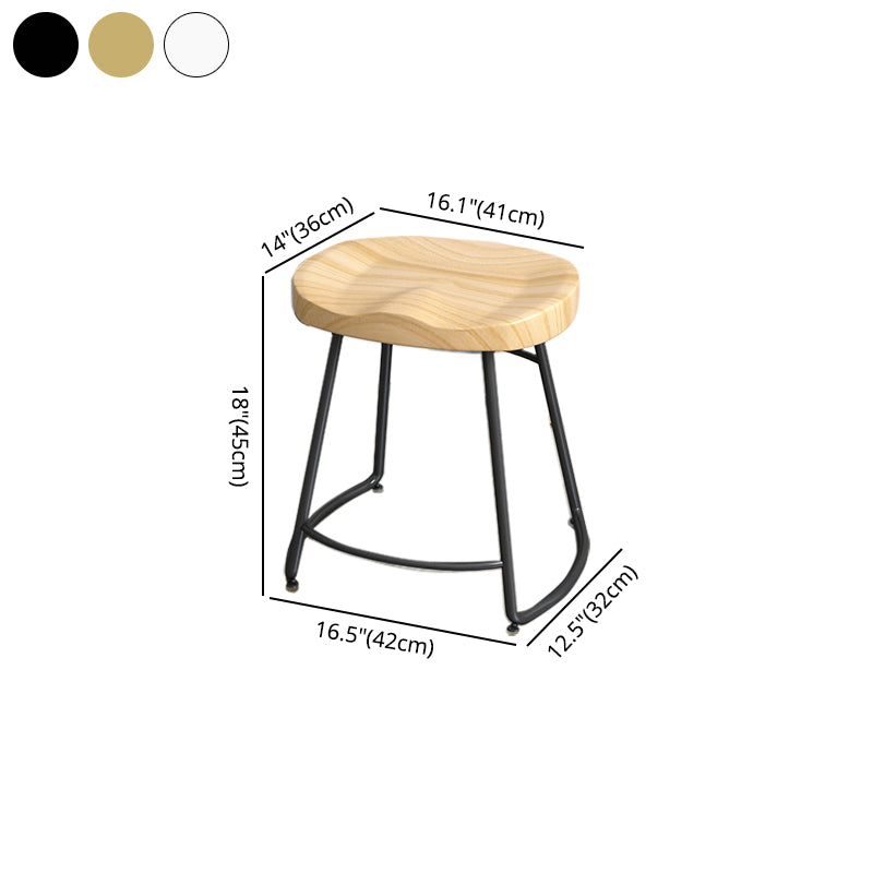 Contemporary Oval Counter Stools Armless Wood Indoor Bar Stool with Iron Base