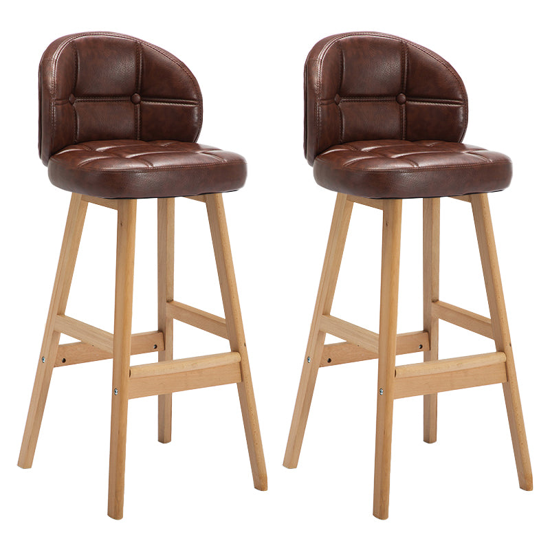 Taburete de bar sin brazos moderno, taburete de bar de madera para el hogar con cojín