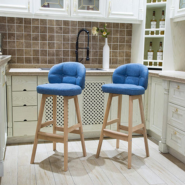 Taburete de bar sin brazos moderno, taburete de bar de madera para el hogar con cojín