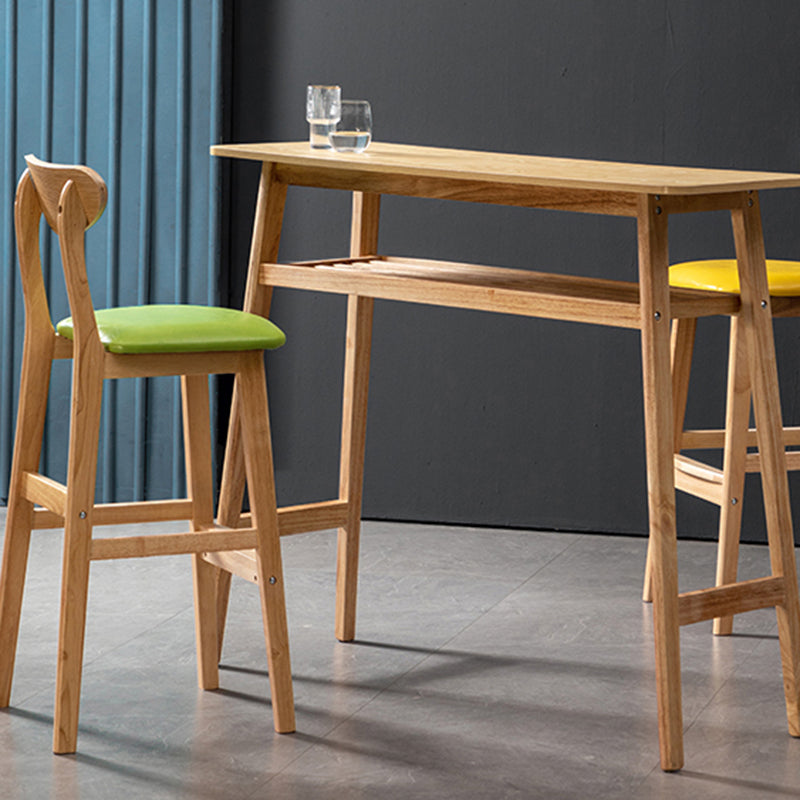 Nordic Wood Barhocker mit niedriger Rückenlehne, hoher Innenhocker mit quadratischer Polsterung