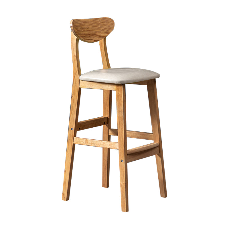Barkruk van Scandinavisch hout met lage rugleuning, hoge binnenkruk met vierkante bekleding