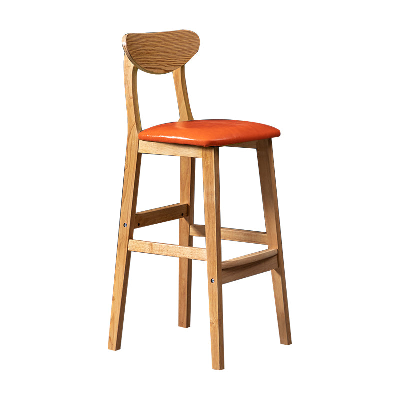 Nordic Wood Barhocker mit niedriger Rückenlehne, hoher Innenhocker mit quadratischer Polsterung