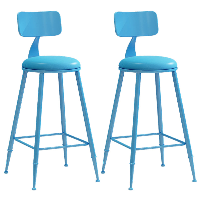 Moderner Barhocker mit Ledersitzen, Metallgestell mit 4 Beinen, bunter Barhocker für das Wohnzimmer