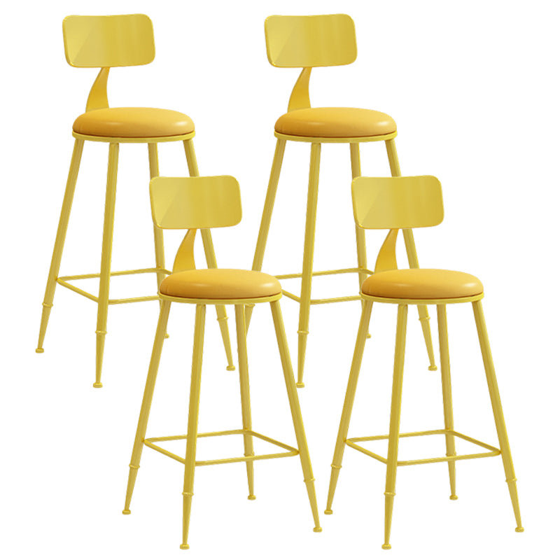 Moderner Barhocker mit Ledersitzen, Metallgestell mit 4 Beinen, bunter Barhocker für das Wohnzimmer