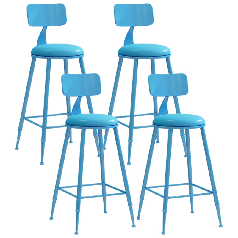 Moderner Barhocker mit Ledersitzen, Metallgestell mit 4 Beinen, bunter Barhocker für das Wohnzimmer