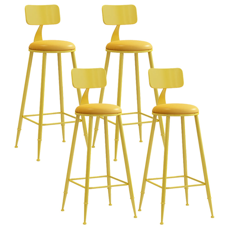 Moderner Barhocker mit Ledersitzen, Metallgestell mit 4 Beinen, bunter Barhocker für das Wohnzimmer