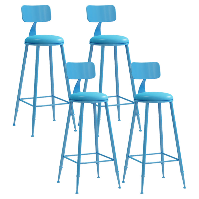 Moderner Barhocker mit Ledersitzen, Metallgestell mit 4 Beinen, bunter Barhocker für das Wohnzimmer