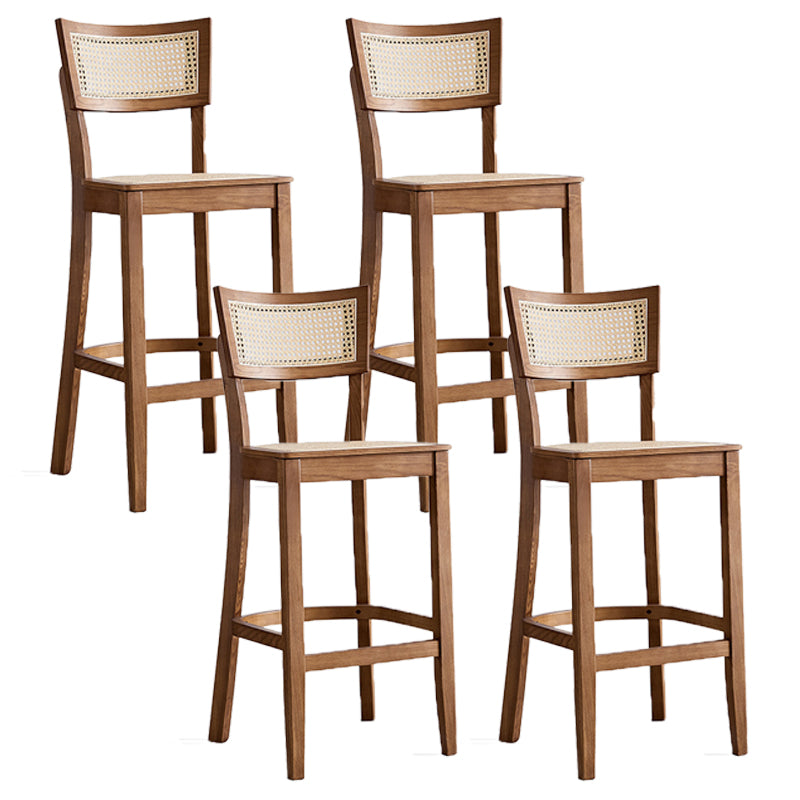 Taburete de bar de estilo tropical de 30 pulgadas, taburete de bar con base de madera y 4 patas para sala de estar