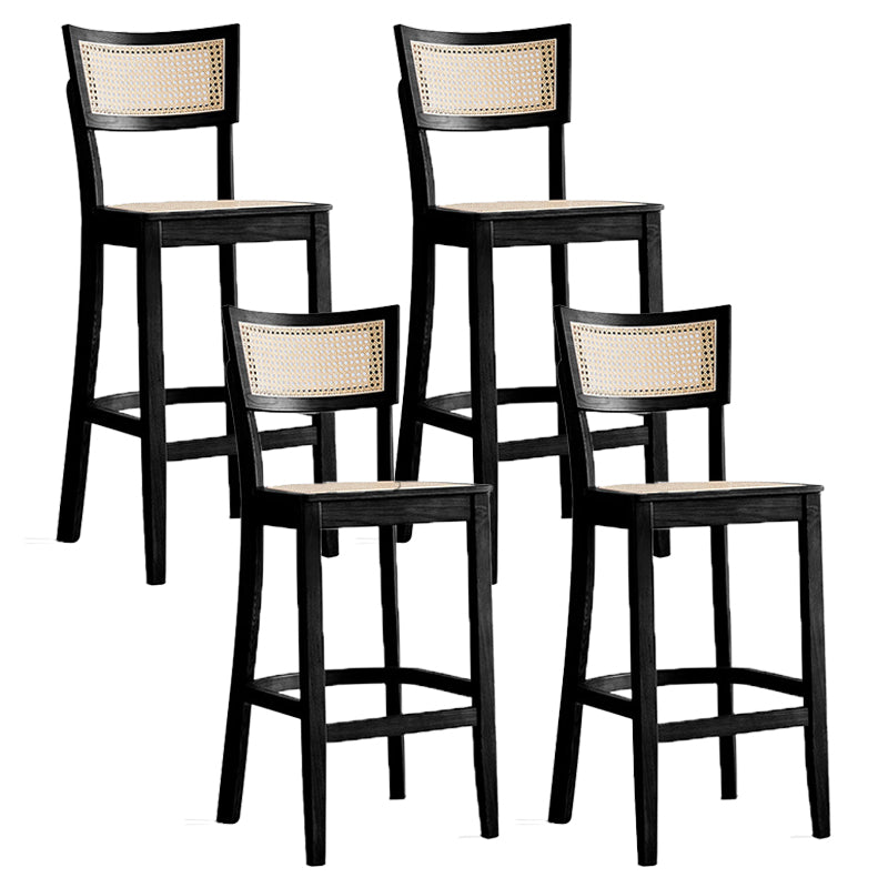 Taburete de bar de estilo tropical de 30 pulgadas, taburete de bar con base de madera y 4 patas para sala de estar