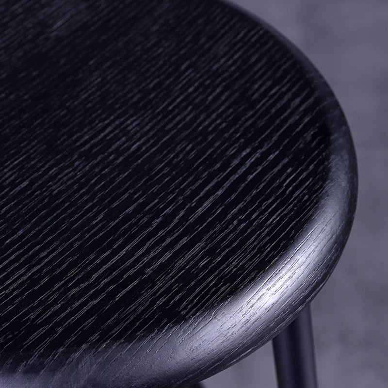 Taburetes de bar negros escandinavos, taburetes de bar sin respaldo de madera y metal con asiento redondo